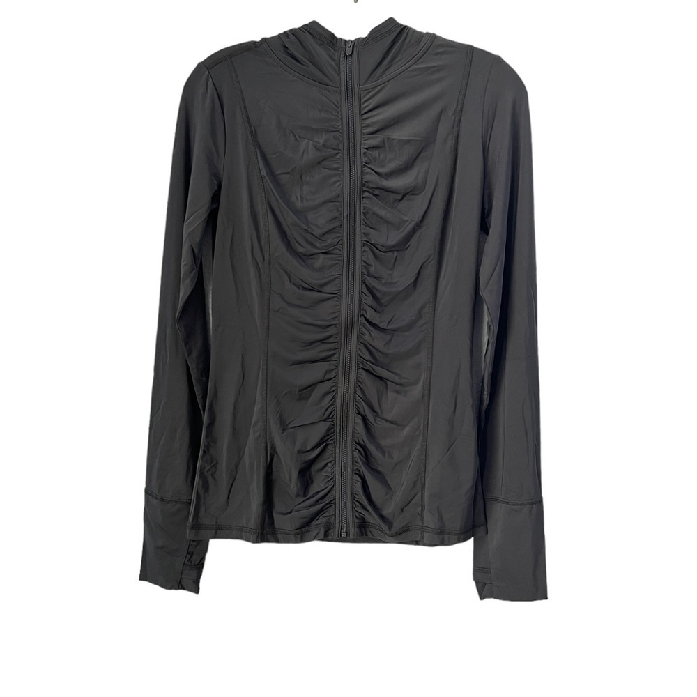 NWT Zuda Gray Lightweight Zipper Activewear Jacket with Hood XS